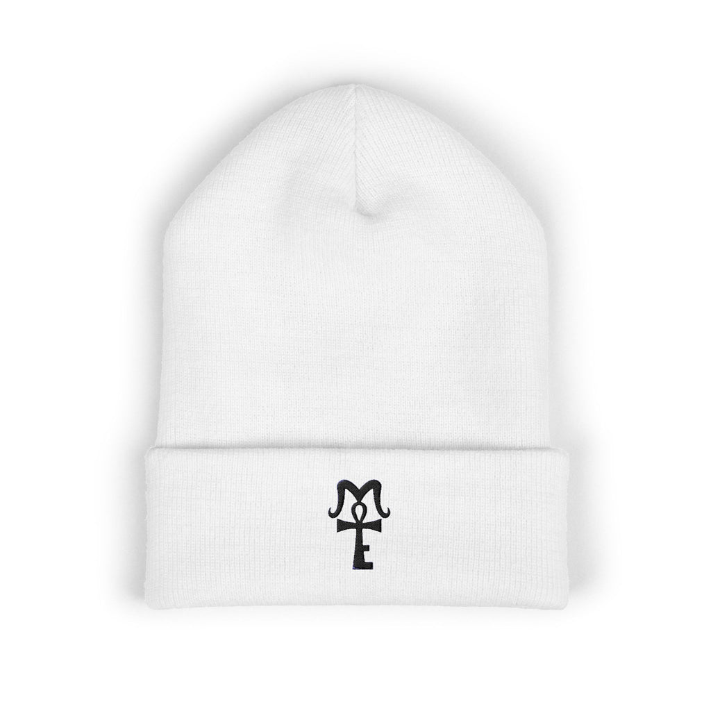 White Embordered McKee Piece Beanie